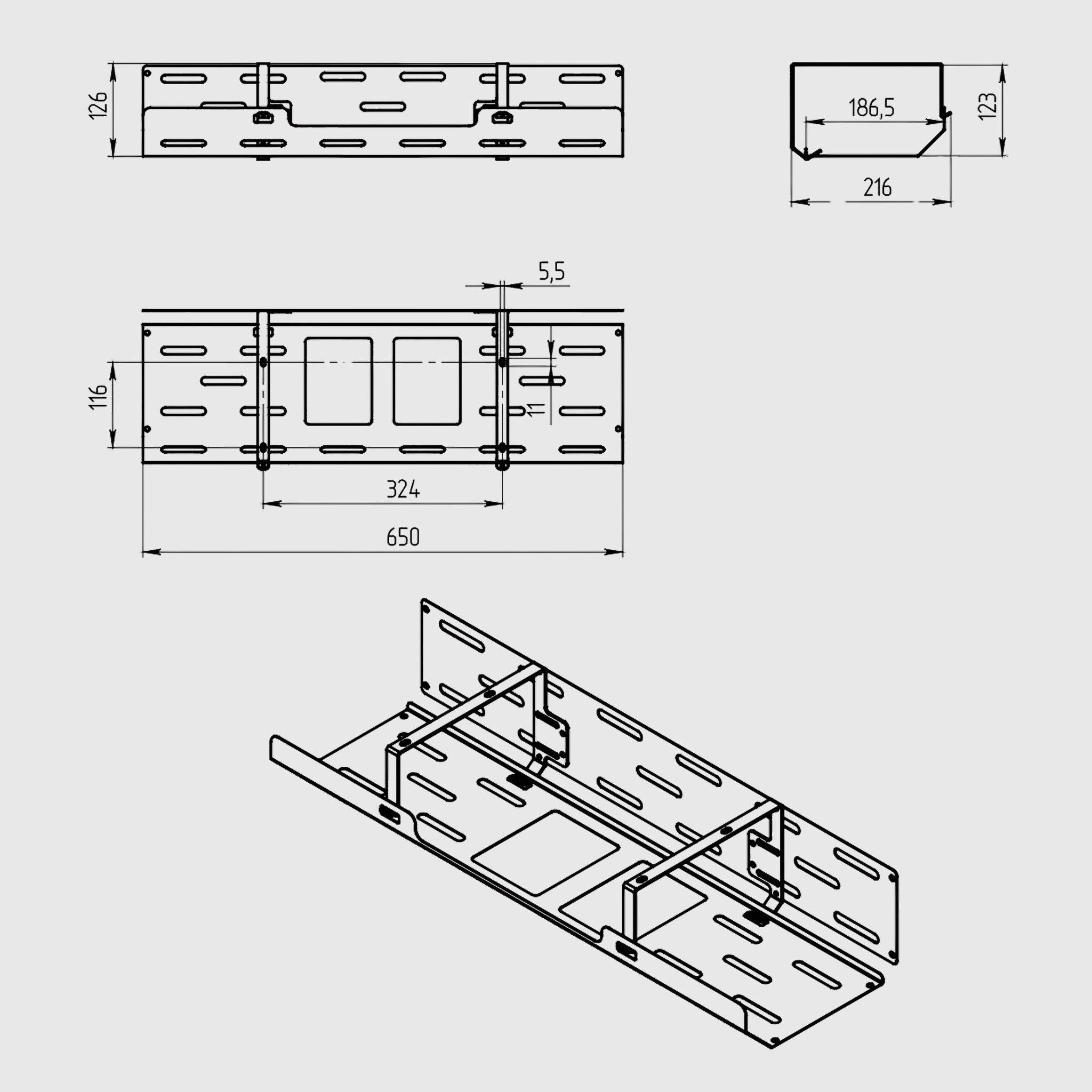 Кабель-менеджмент для рами 4-опорного столу з регулюванням висоти - TEHNOTABLE