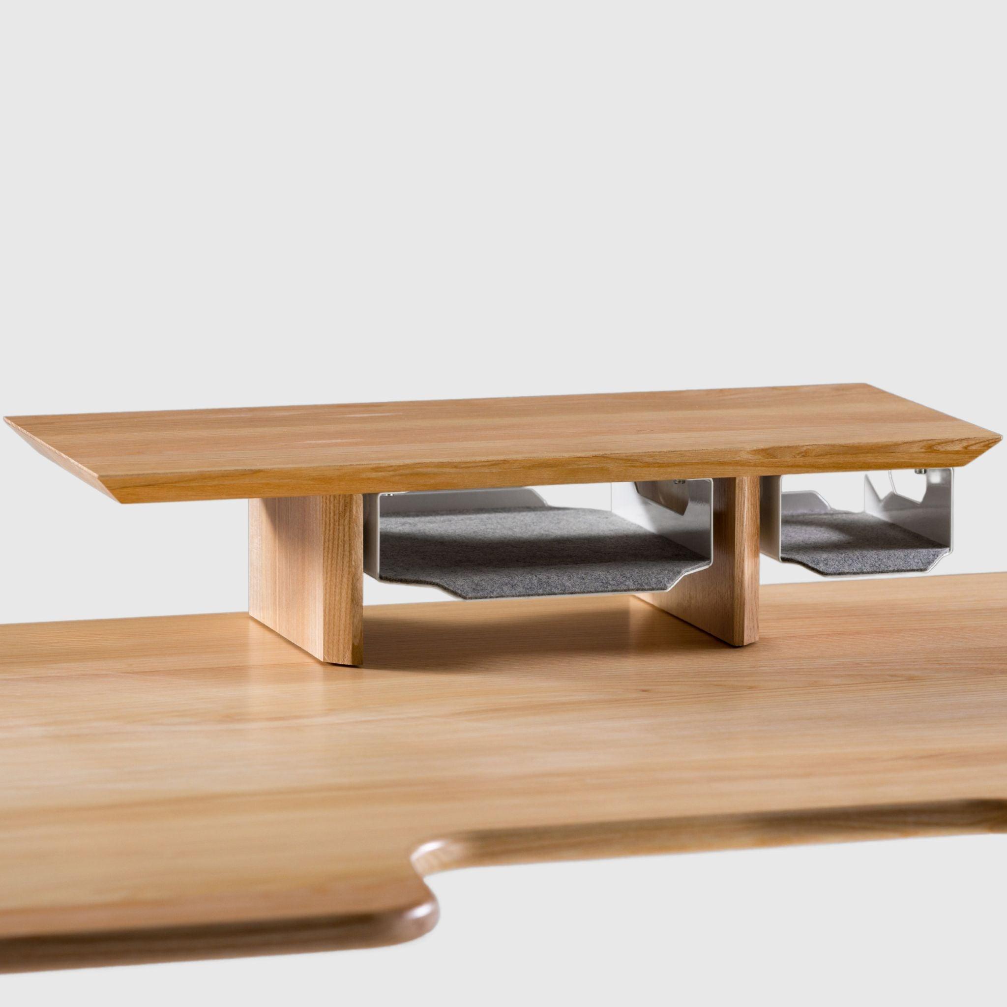 Полиця під монітор з натурального дерева з органайзерами M - TEHNOTABLE