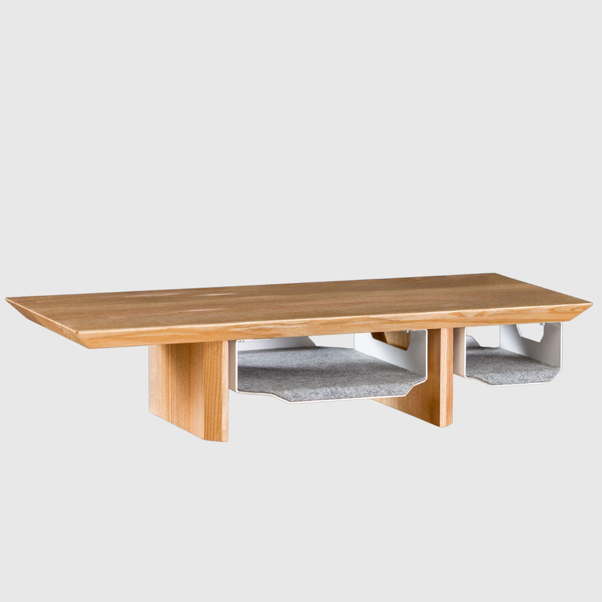 Полиця під монітор з натурального дерева з органайзерами M - TEHNOTABLE