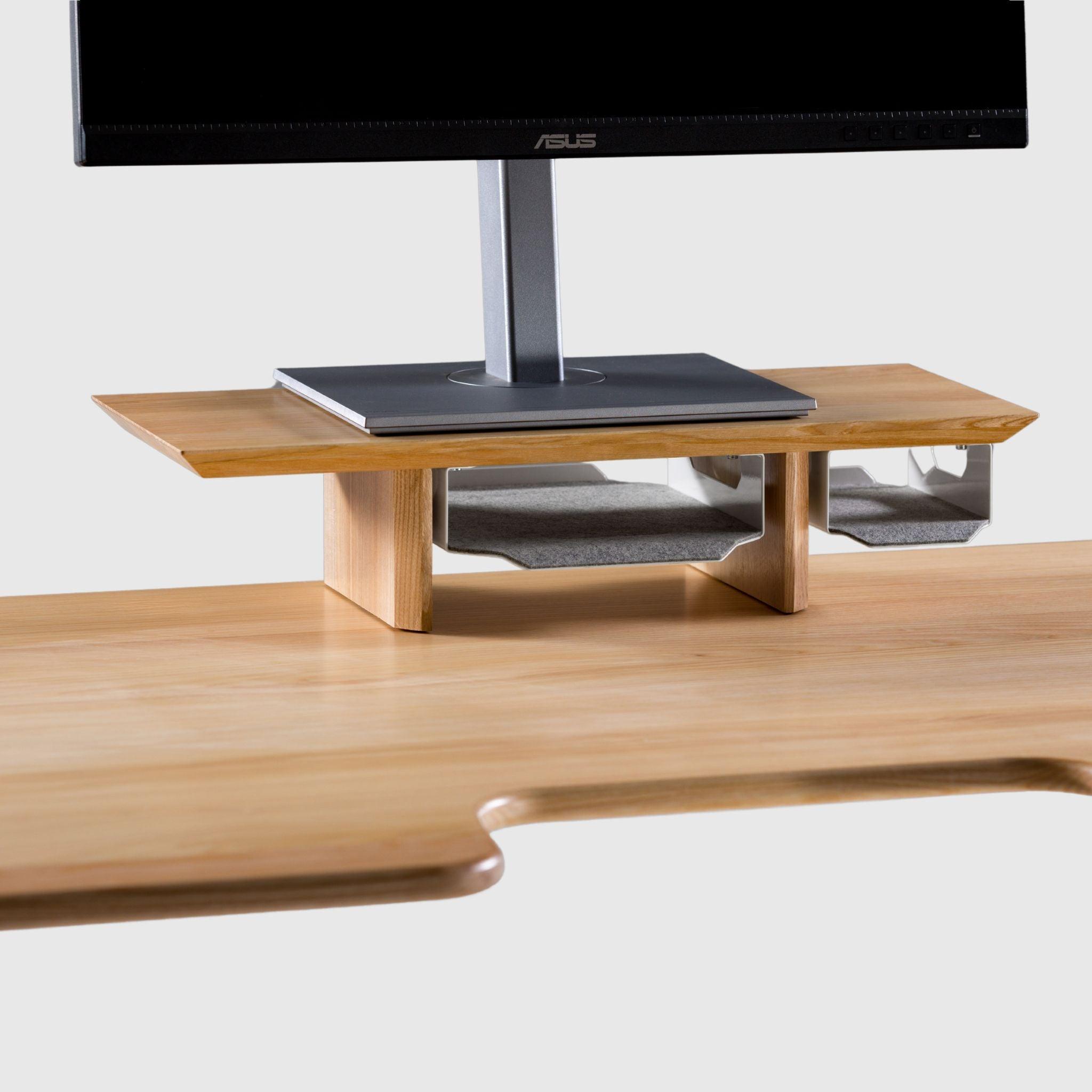 Полиця під монітор з натурального дерева з органайзерами M - TEHNOTABLE