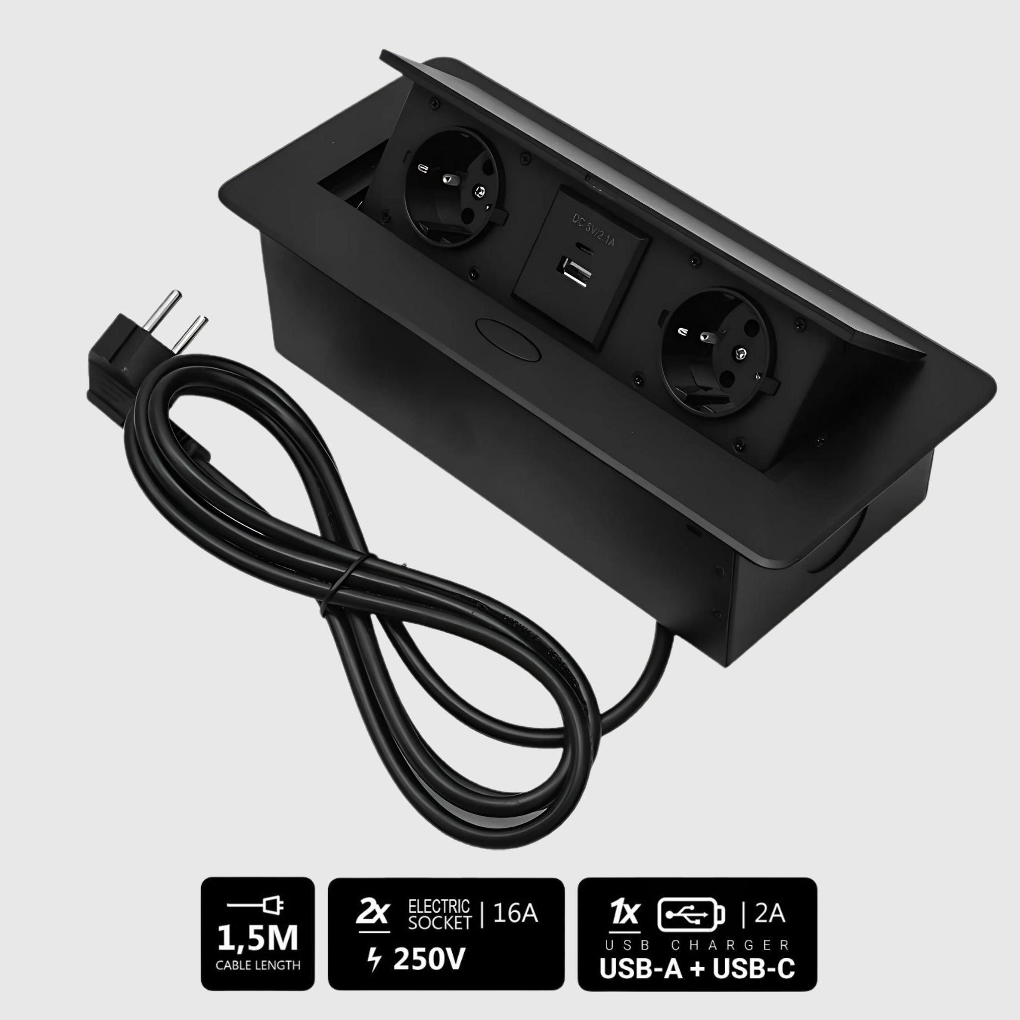 Вбудовані розетки в стільницю з USB type C, type A - TEHNOTABLE