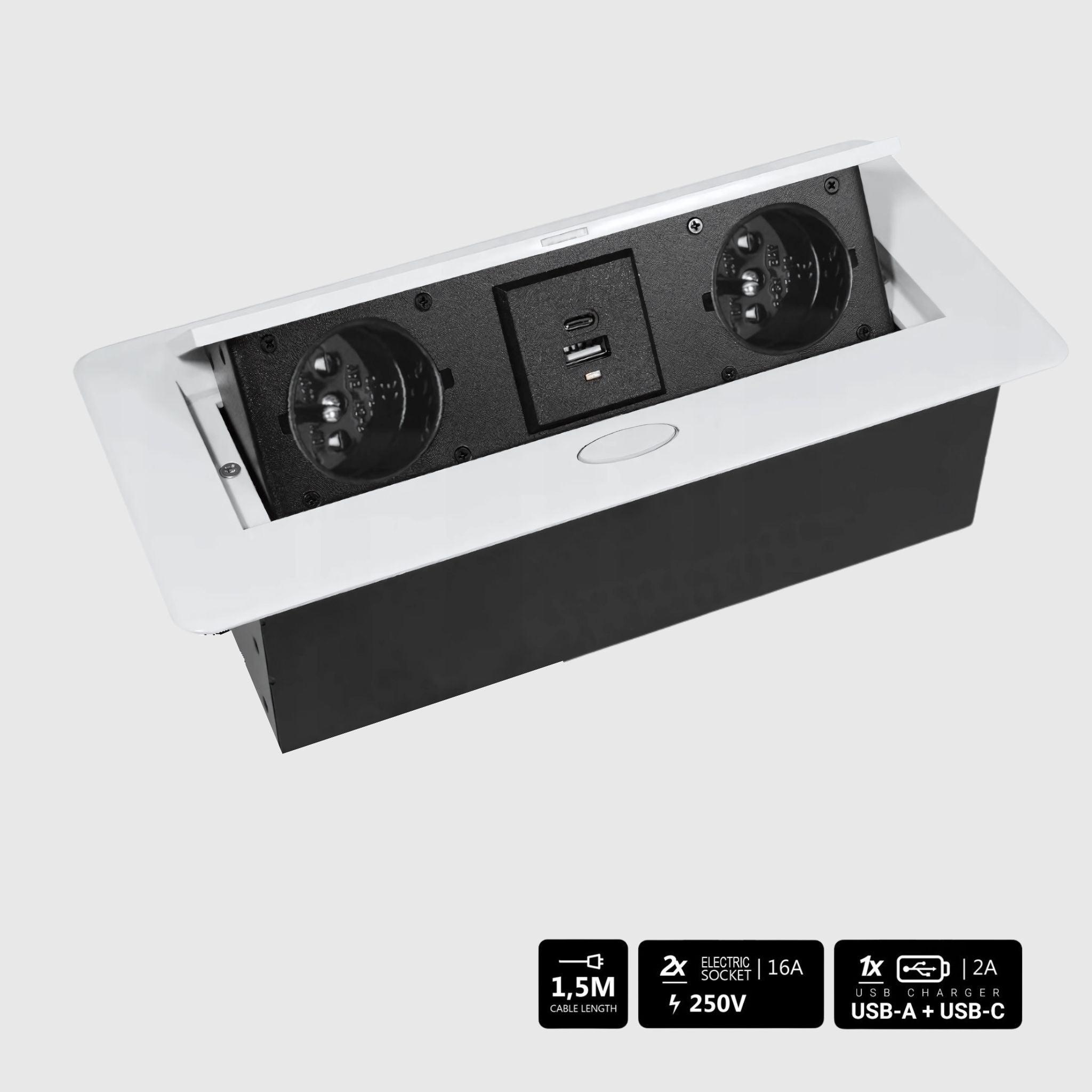 Вбудовані розетки в стільницю з USB type C, type A - TEHNOTABLE