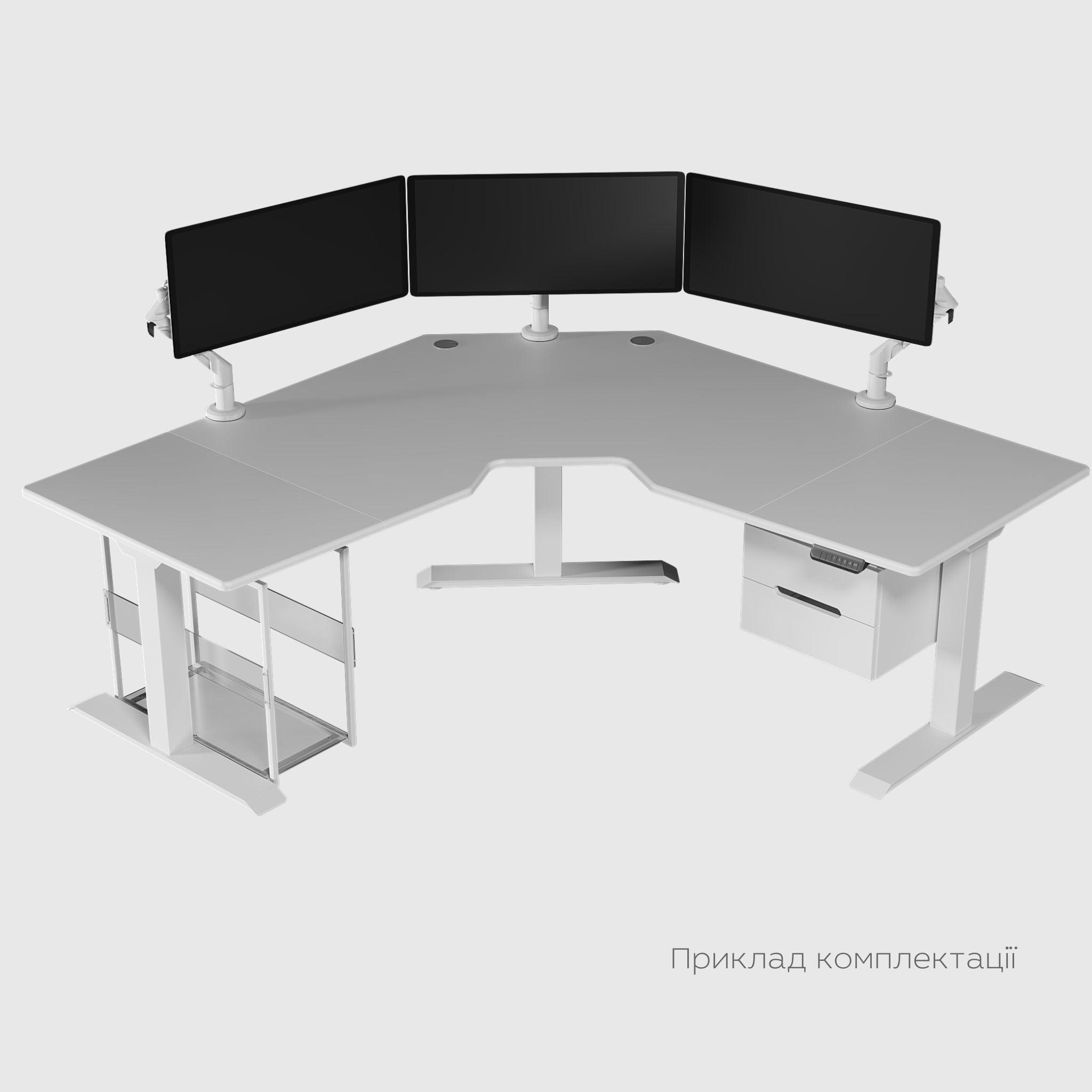 Кутовий триопорний стіл з регулюванням висоти TRILIFT з МДФ стільницею - TEHNOTABLE