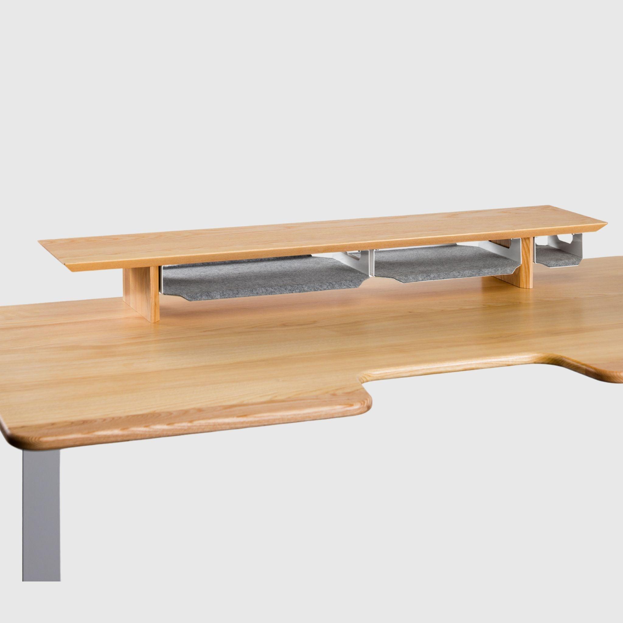 Полиця під монітор з натурального дерева з органайзерами L - TEHNOTABLE