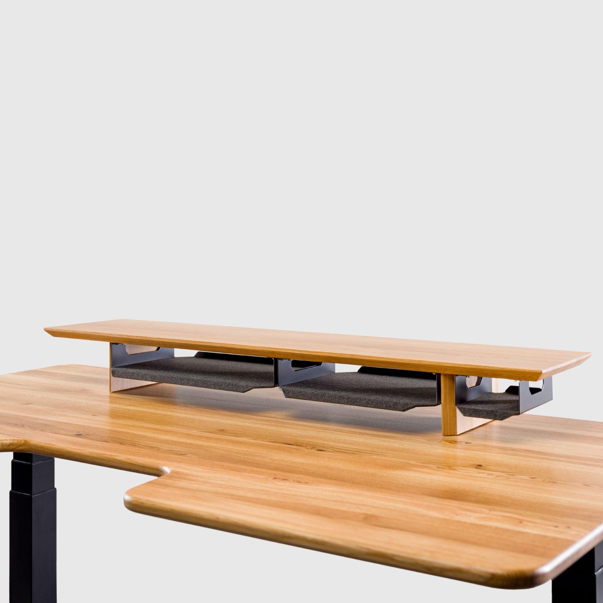 Полиця під монітор з натурального дерева з органайзерами L - TEHNOTABLE