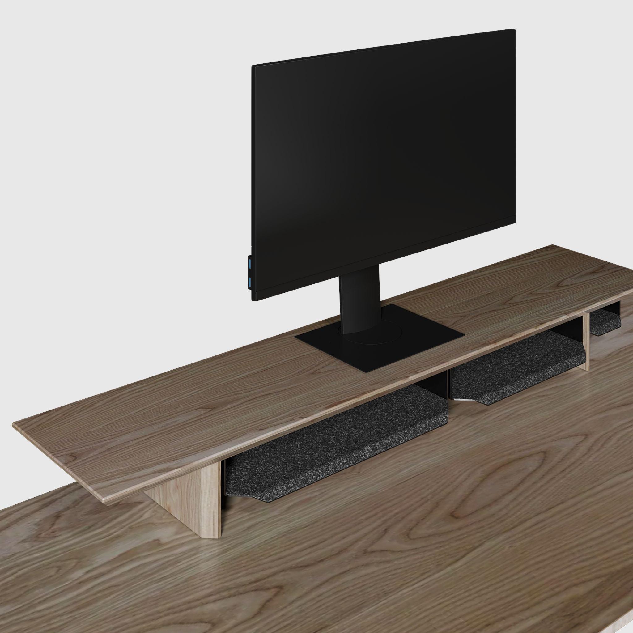 Полиця під монітор з натурального дерева з органайзерами L - TEHNOTABLE