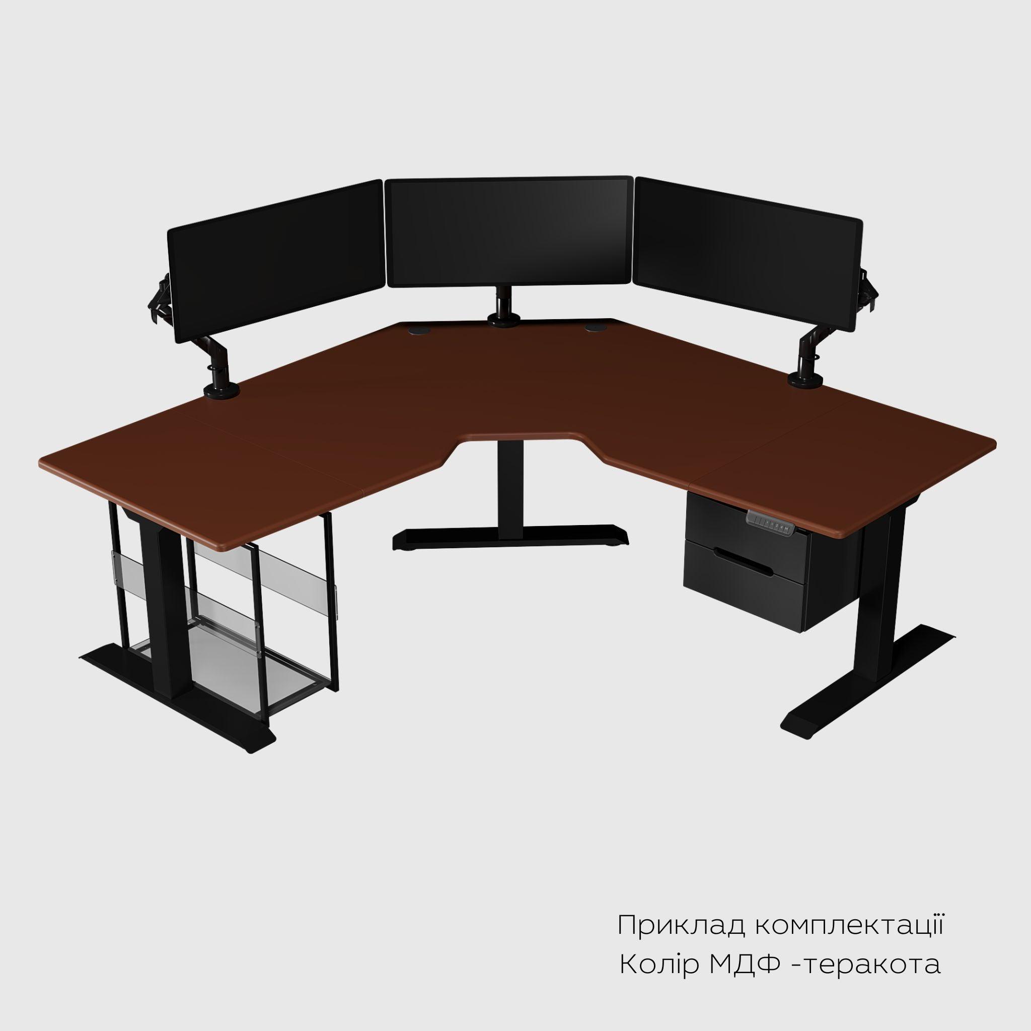 Кутовий триопорний стіл з регулюванням висоти TRILIFT з МДФ стільницею - TEHNOTABLE