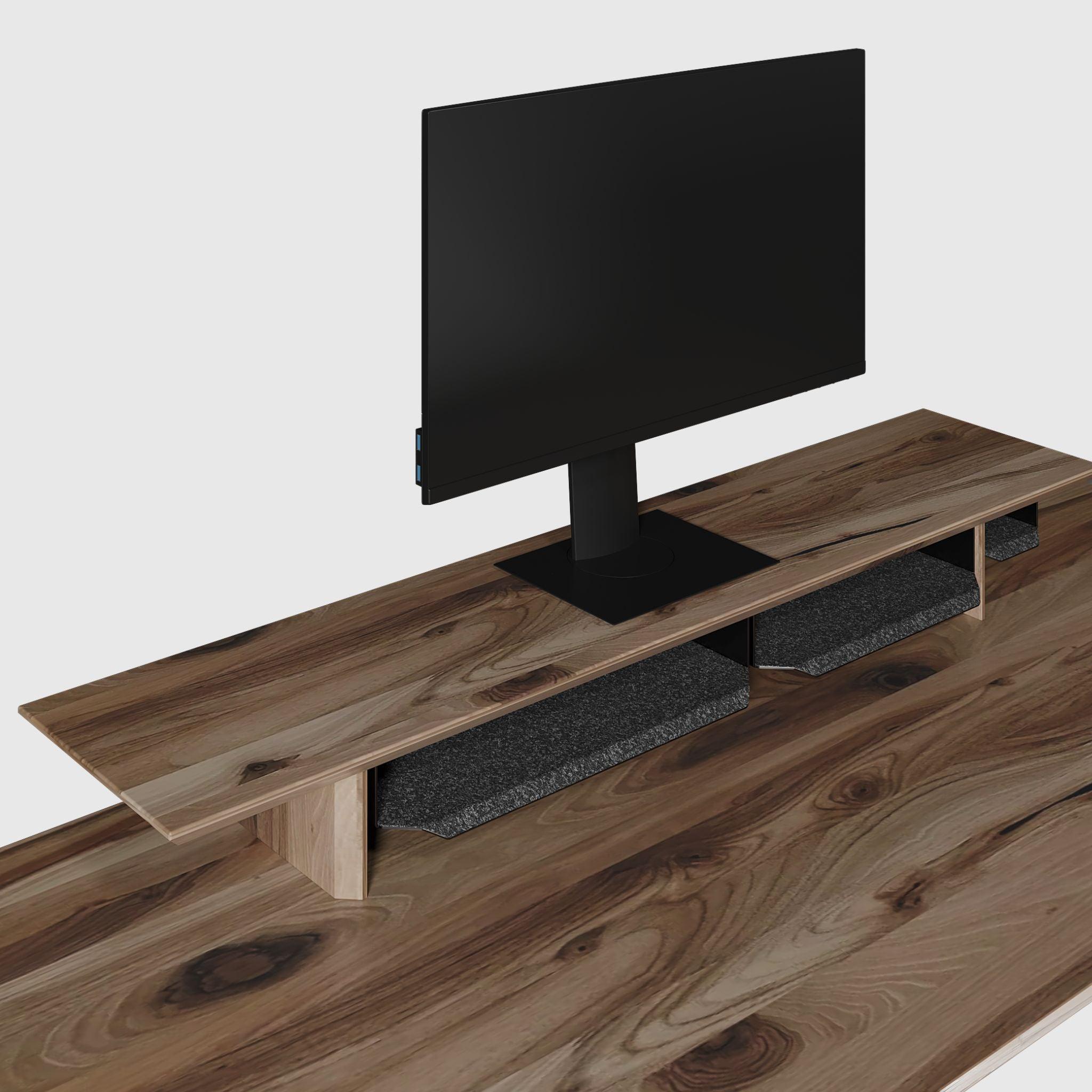 Полиця під монітор з натурального дерева з органайзерами L - TEHNOTABLE