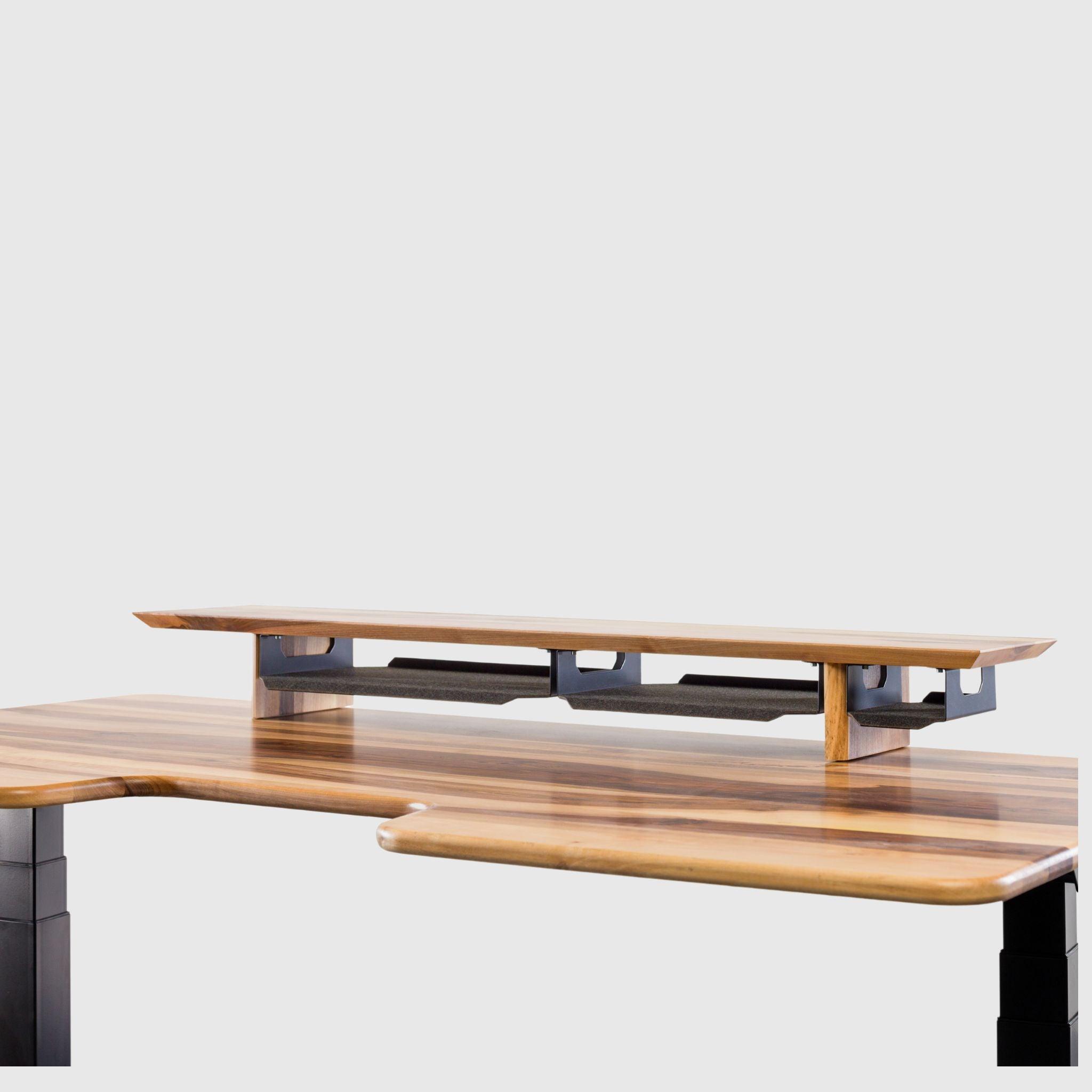 Полиця під монітор з натурального дерева з органайзерами L - TEHNOTABLE