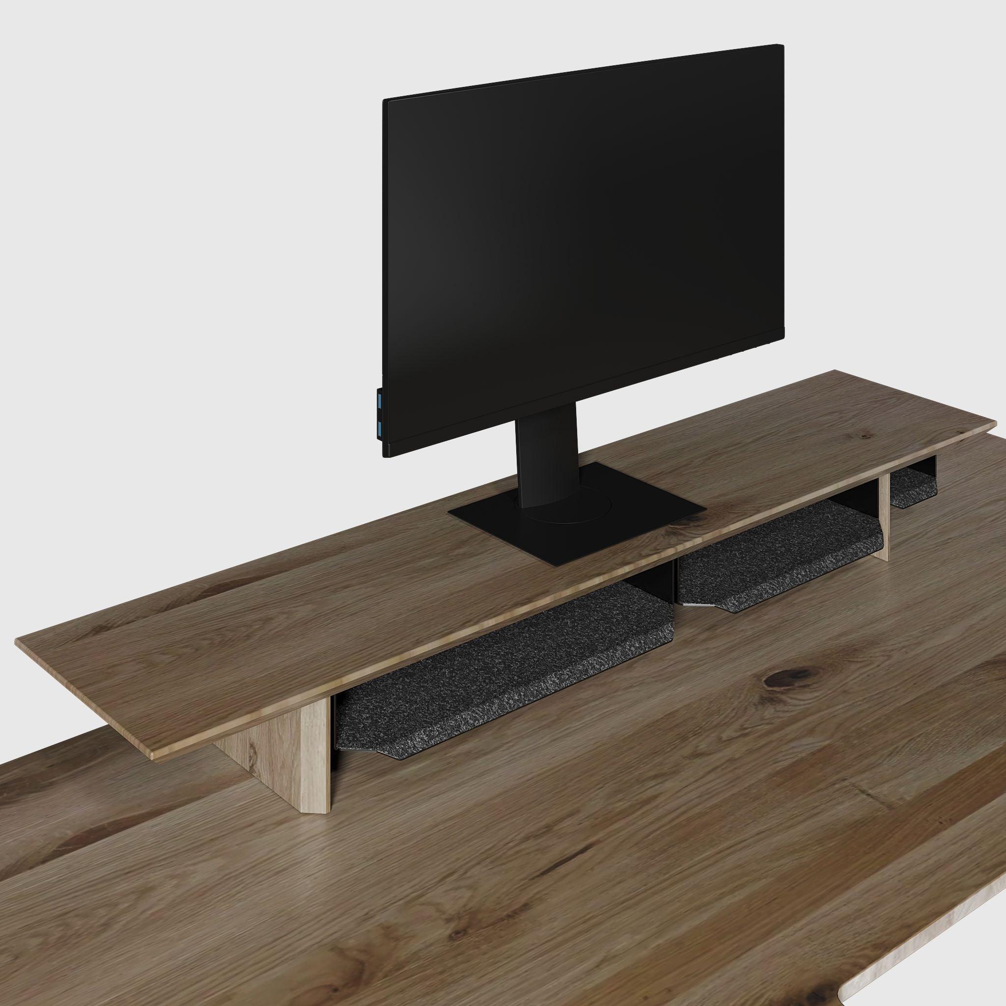 Полиця під монітор з натурального дерева з органайзерами L - TEHNOTABLE