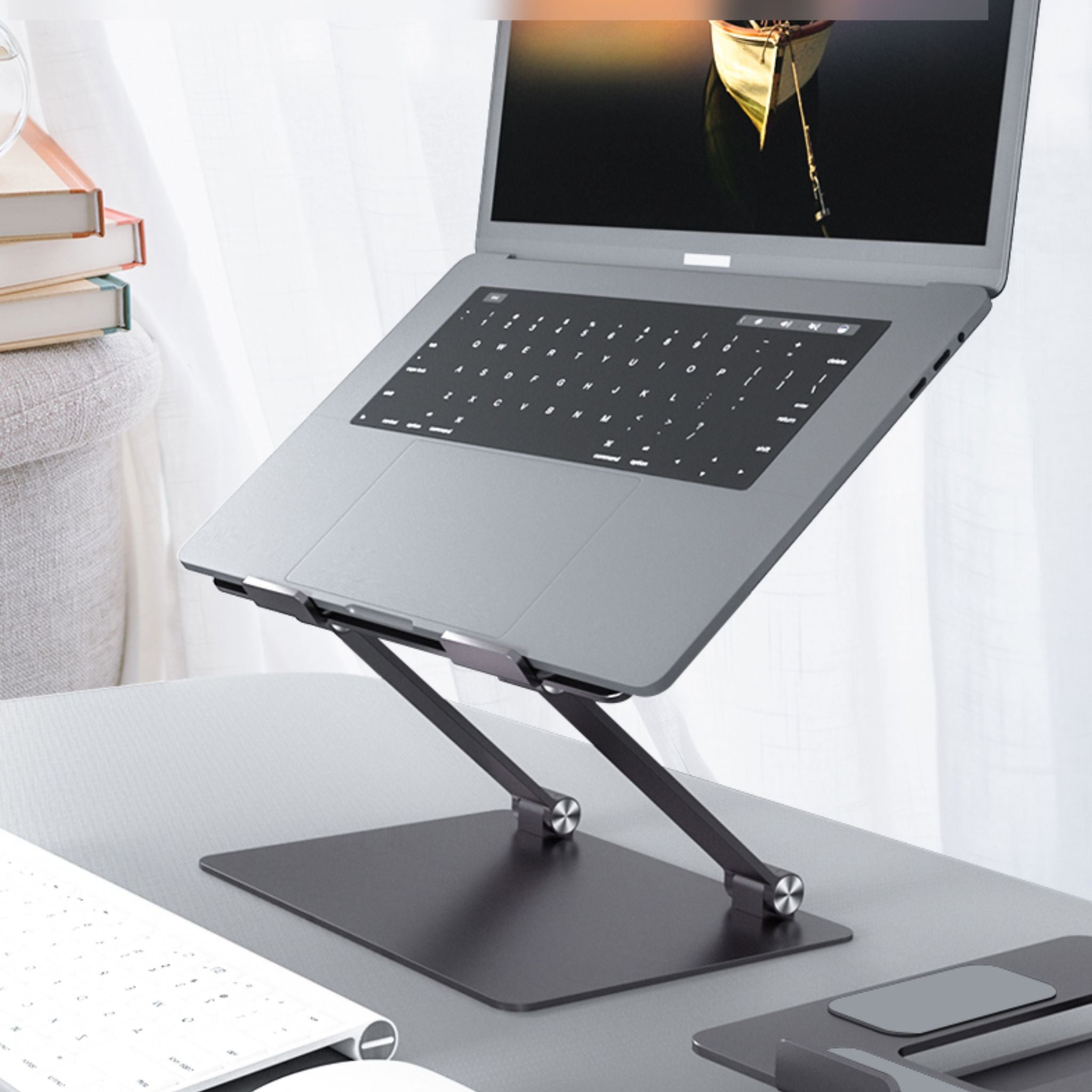 Металева підставка під ноутбук з силіконовими вставками (антиковзка)