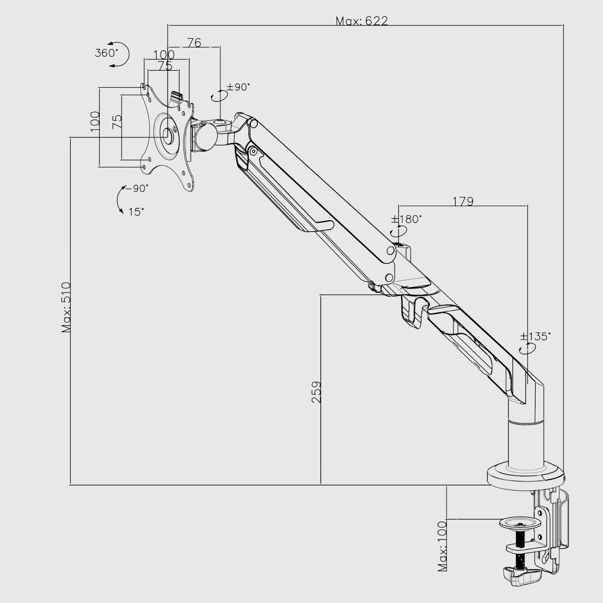 Кронштейн для 1 монітора FlexiSpot DL1 - TEHNOTABLE