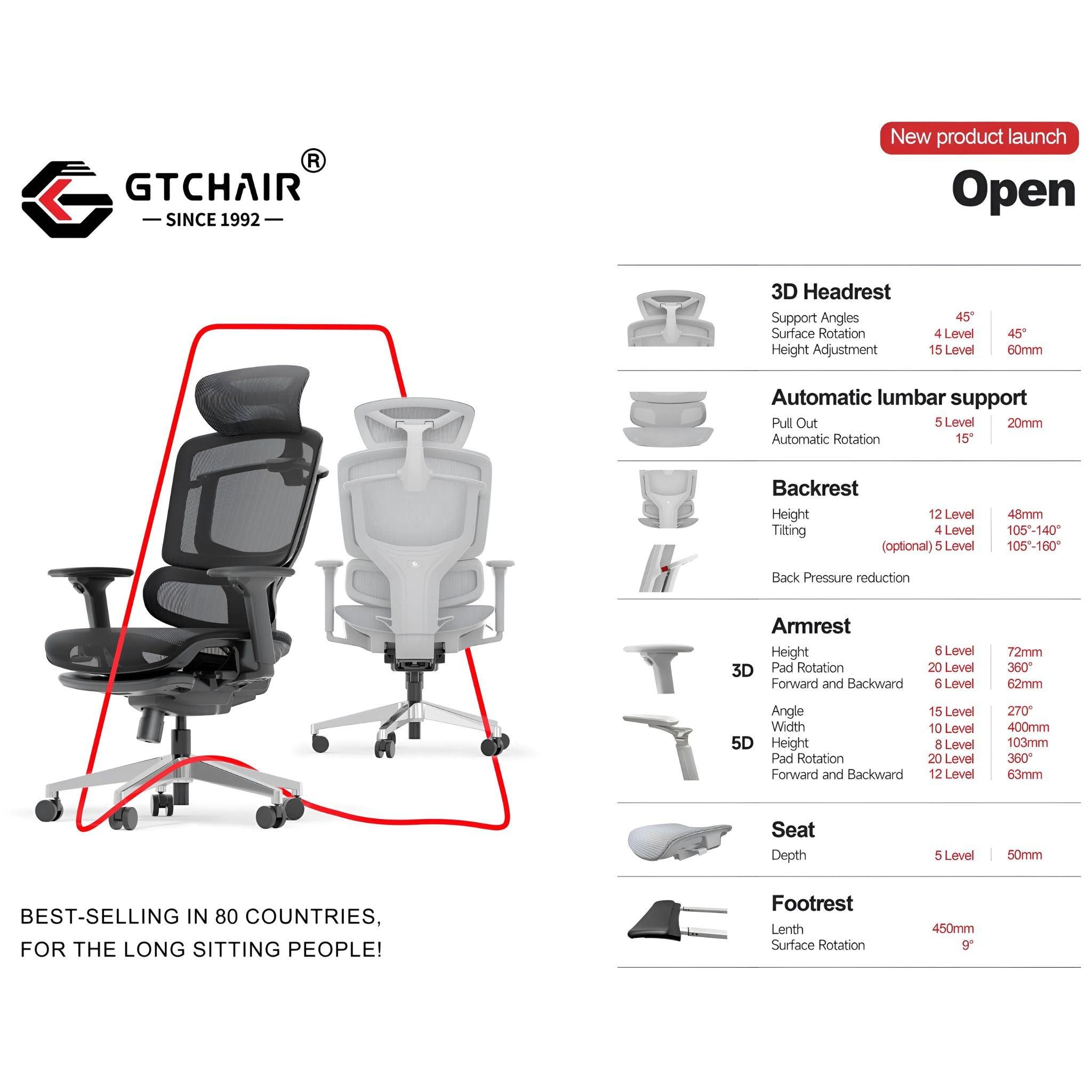 Ергономічне крісло GT Chair Open - TEHNOTABLE