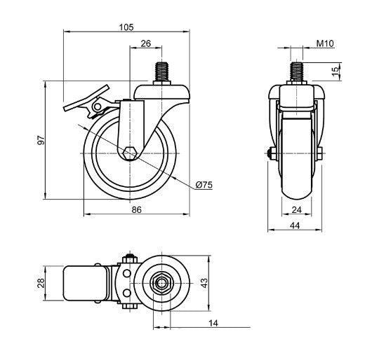 Коліщатка для столу з регулюванням висоти - TEHNOTABLE