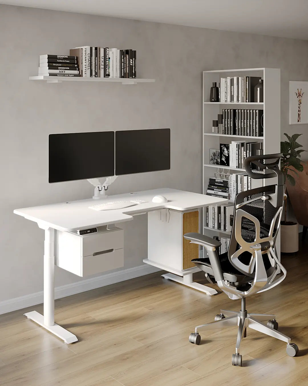 Ергономічний стіл Duoergo з модульним ящиками та полицею під ПК