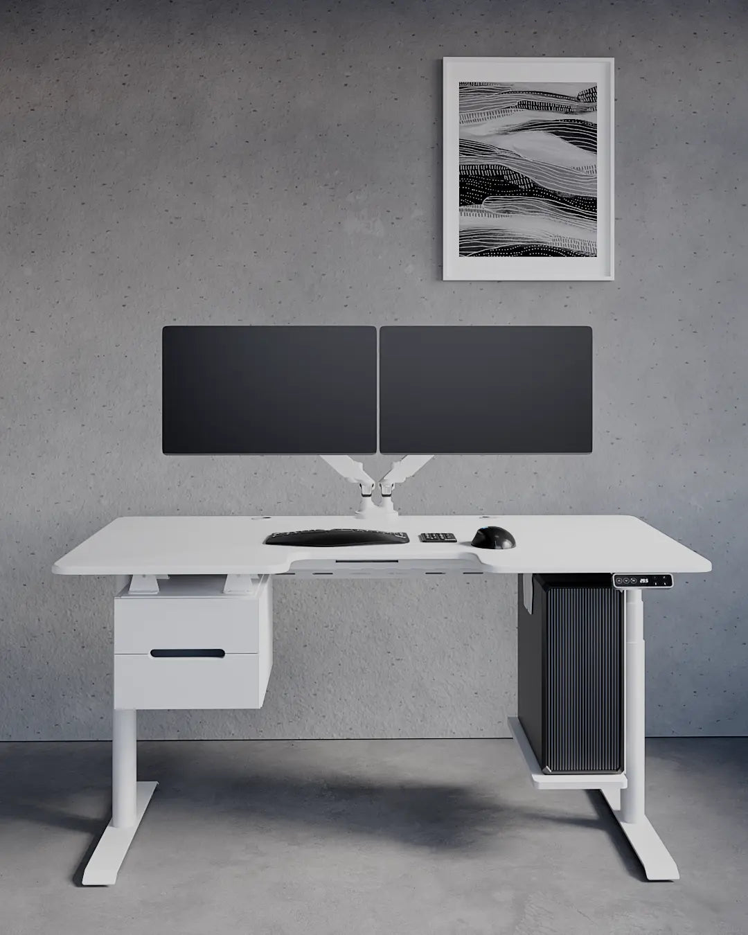 Ергономічний стіл Duoergo з модульним ящиками та полицею під ПК