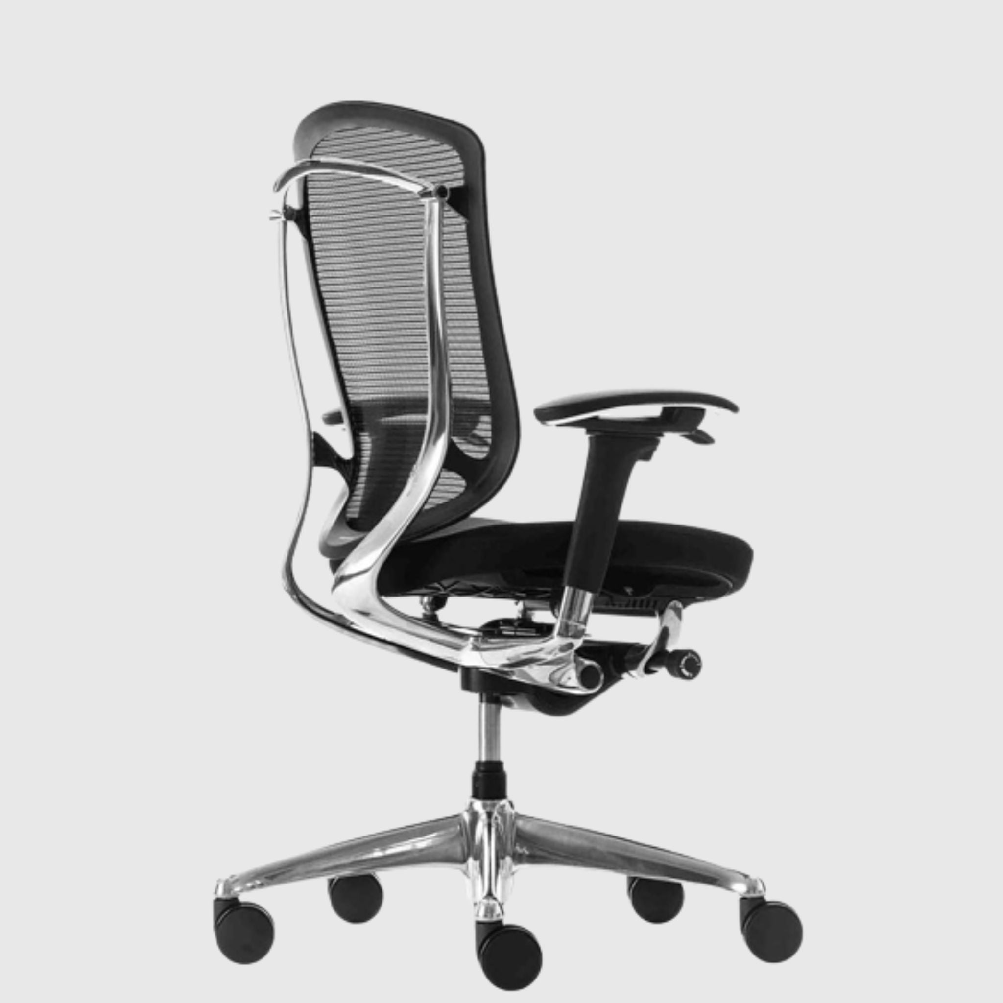 Ергономічне офісне крісло Contessa II чорне з тканинним сидінням і хромованою базою