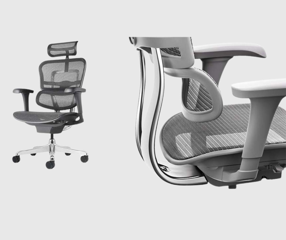 Ергономічне офісне крісло ERGOHUMAN PROJECT 2 з сіткою сірого кольру