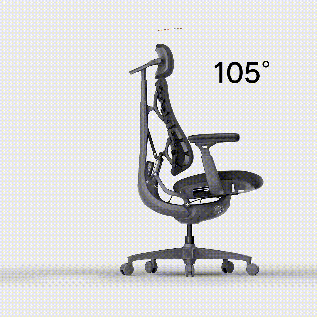 Спинка крісла LiberNovo Omni Pro Graphite відкидається від 105° до 160°