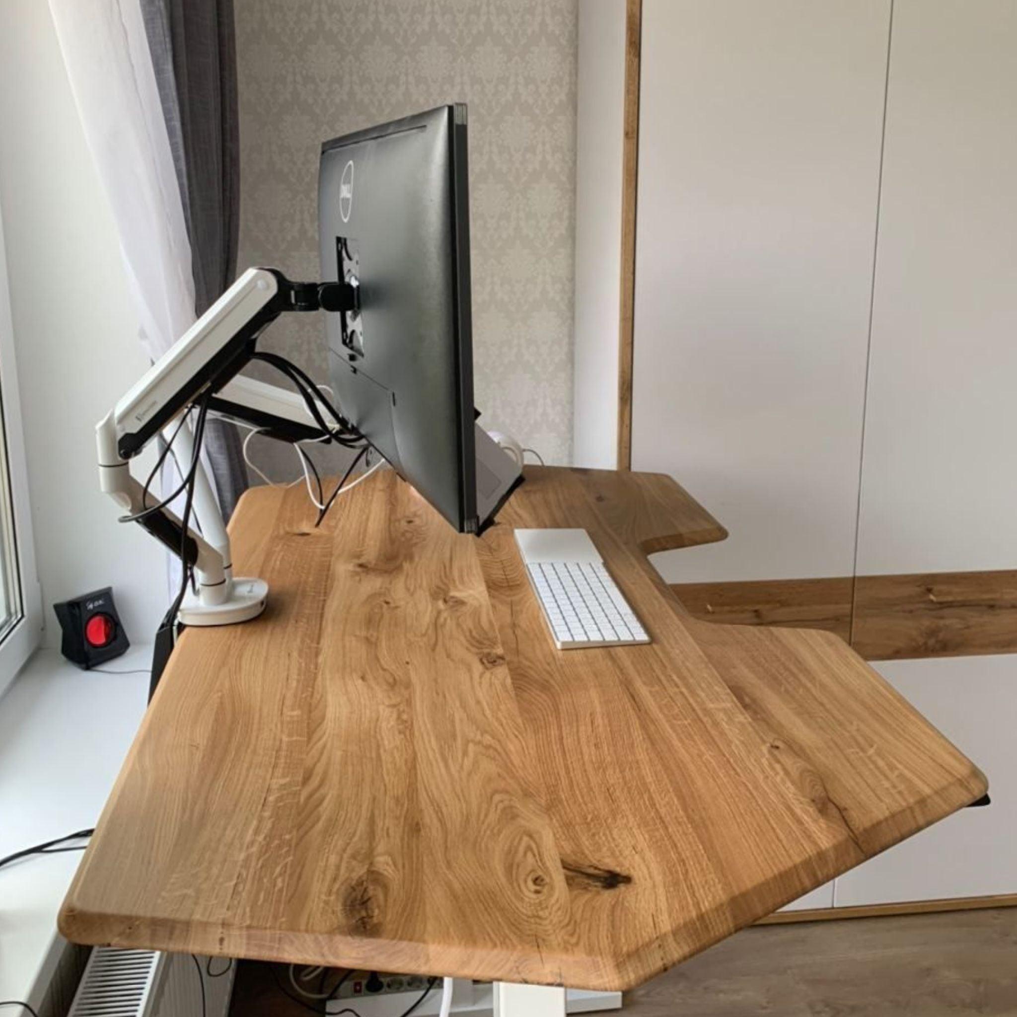 Двомоторний стіл з регулюванням висоти BESTFIT з дерев'яною стільницею - TEHNOTABLE