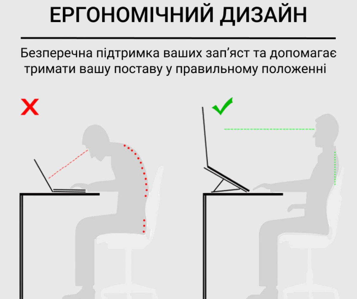 Підставка для ноутбука з охолодженням і захистом від ковзання