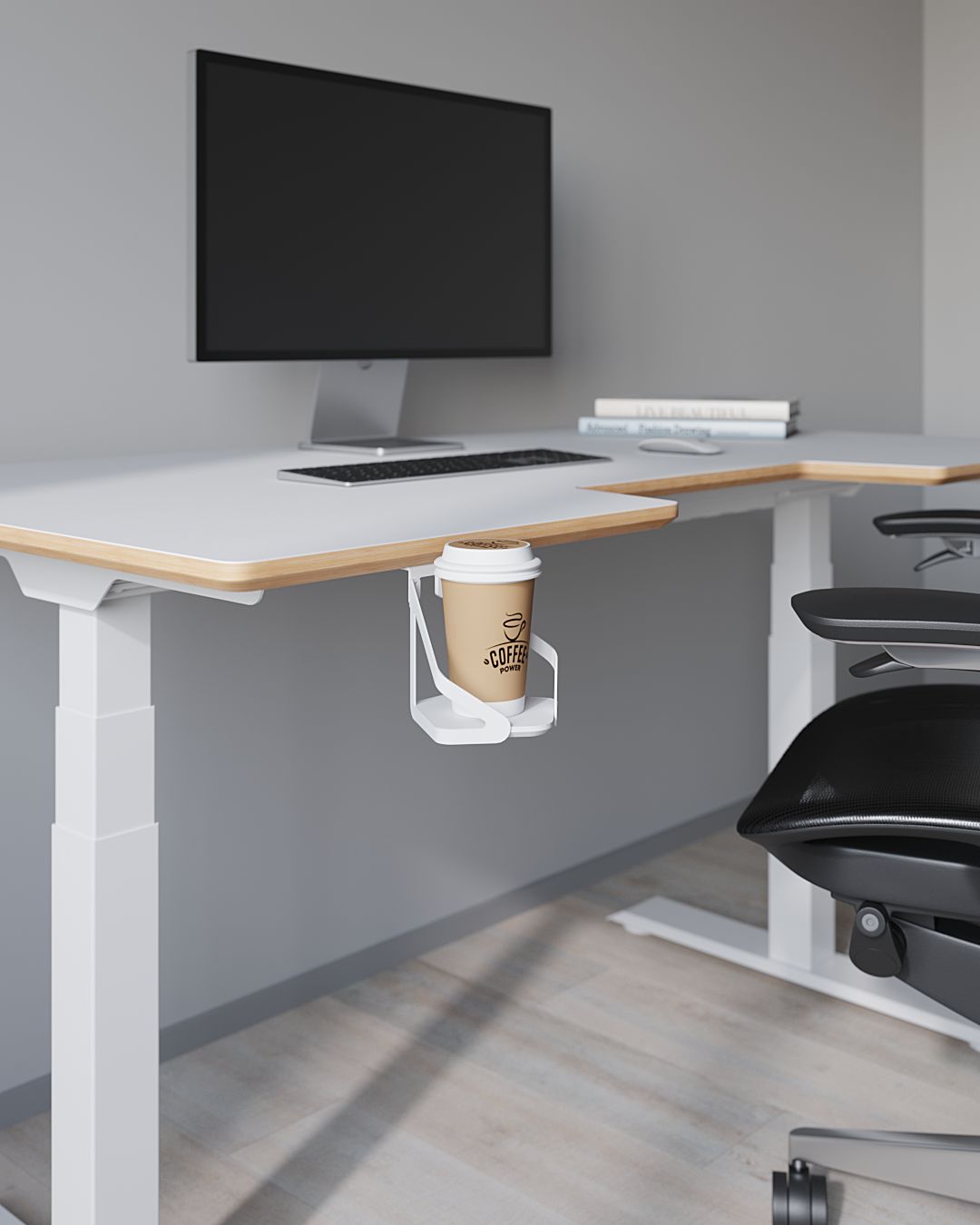 Поворотний підстаканник під стільницю з hpl основою, білий колір