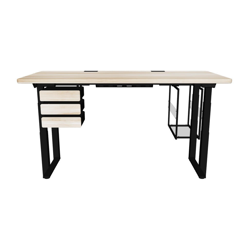 Стіл з регулюванням висоти UltraStrong 4-опорний 4-моторний з дерев’яною стільницею 40 мм, модульними шухлядами та полицею під ПК