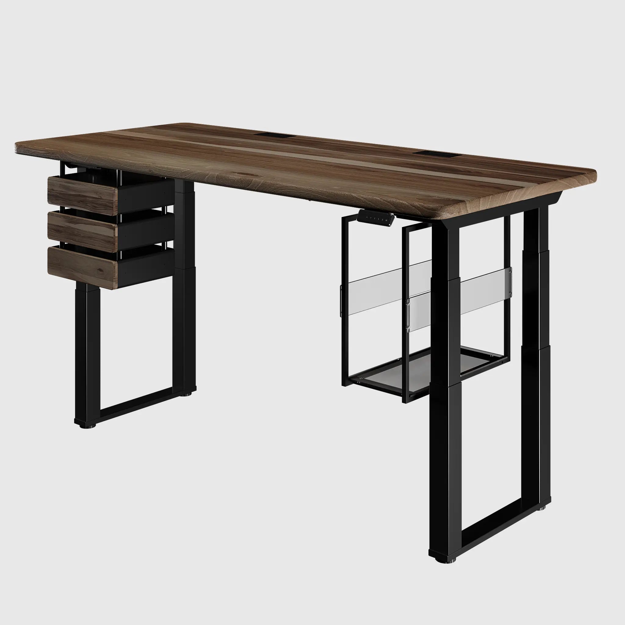 Ергономічний стіл LiteQuad з регулюванням висоти, дерев’яна стільниця 40 мм, модульні шухляди і полиця під ПК