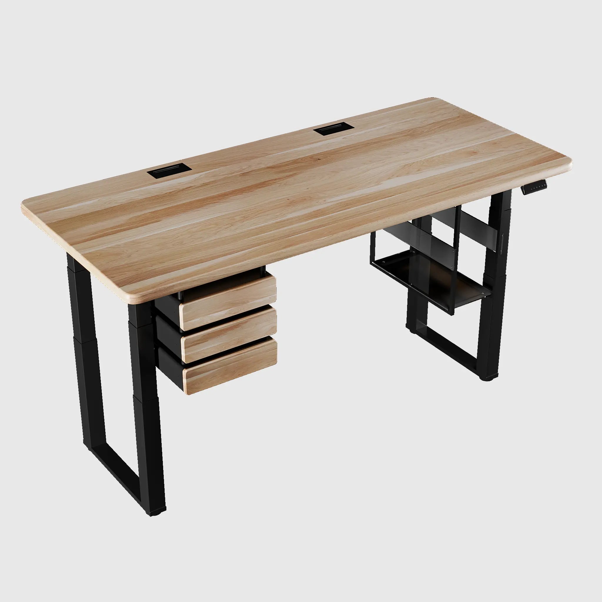 Ергономічний стіл LiteQuad з регулюванням висоти, дерев’яна стільниця 40 мм, модульні шухляди і полиця під ПК