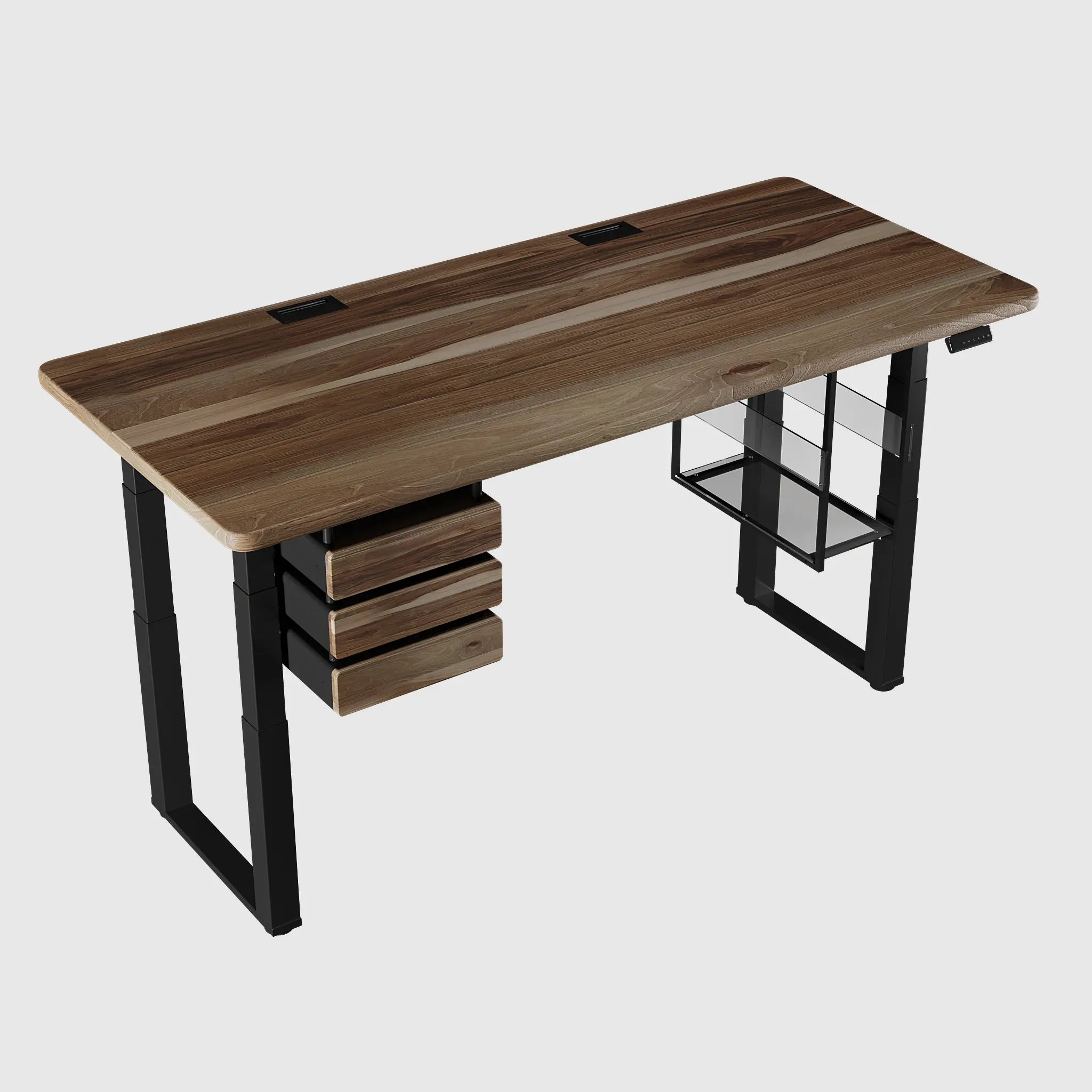 Ергономічний стіл LiteQuad з регулюванням висоти, дерев’яна стільниця 40 мм, модульні шухляди і полиця під ПК