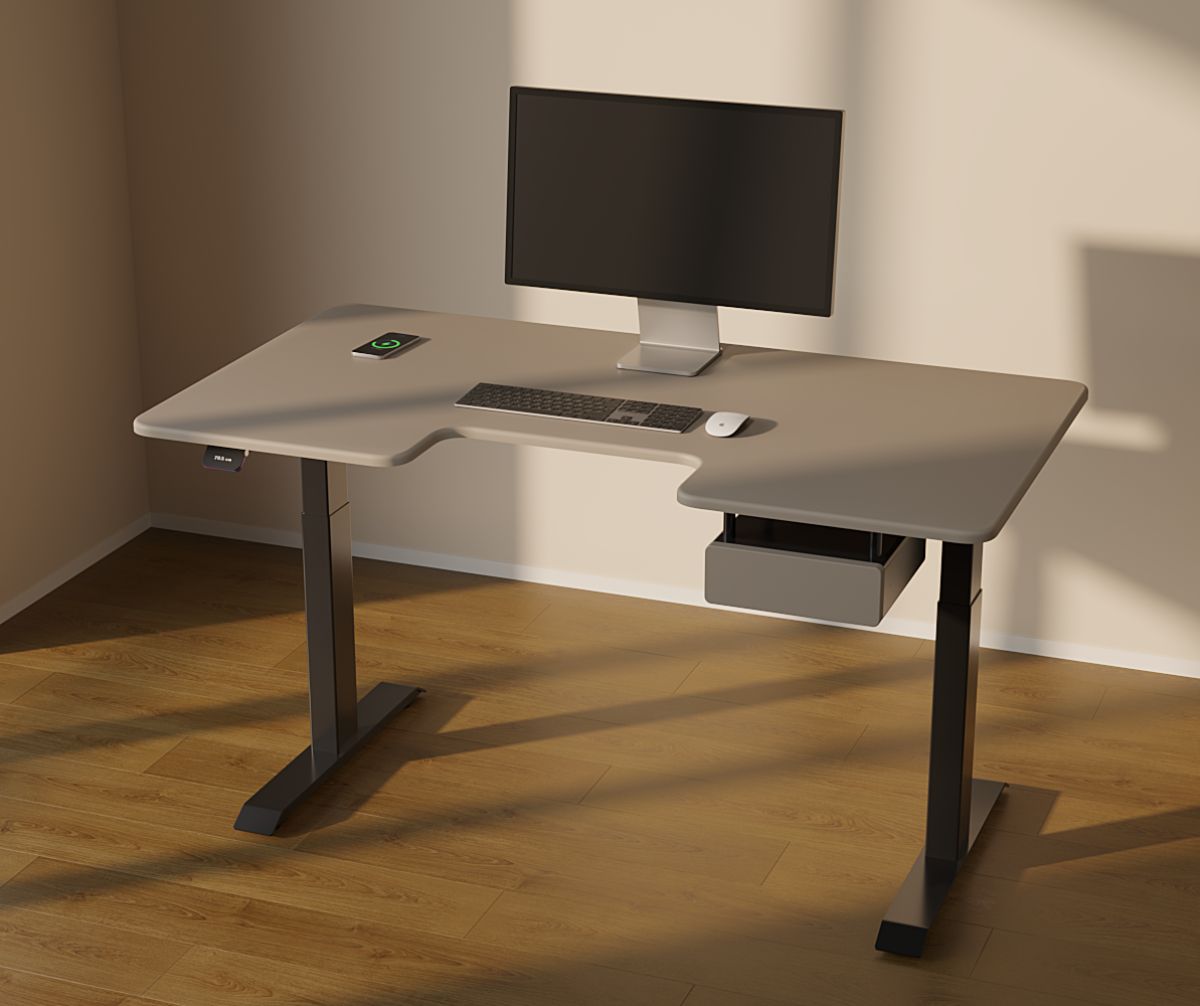 Стіл з регулюванням висоти rocksolid з мдф стільницею сірий камень