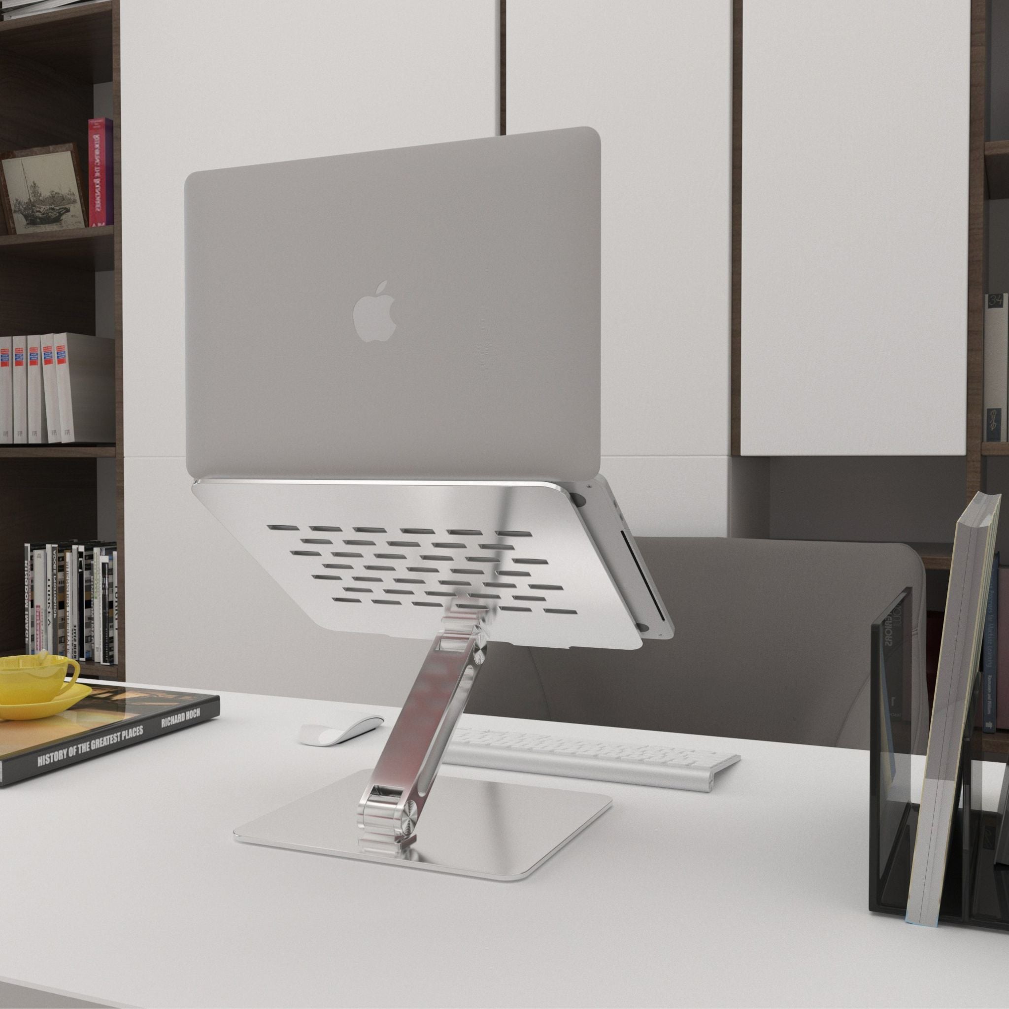 Срібляста алюмінієва підставка з пасивним охолодженням для ноутбуків