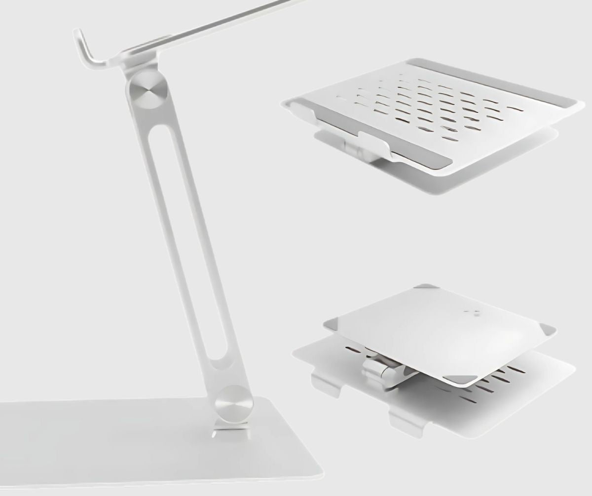 Срібляста алюмінієва підставка з пасивним охолодженням для ноутбуків