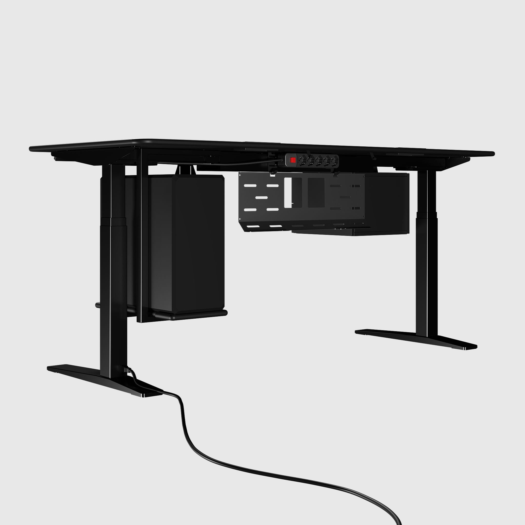 Найстійкіший стіл з регулюванням висоти Streamline з нижнім підключенням живлення та опціями тумб: підвісна або підлогова, чорна МДФ-стільниця