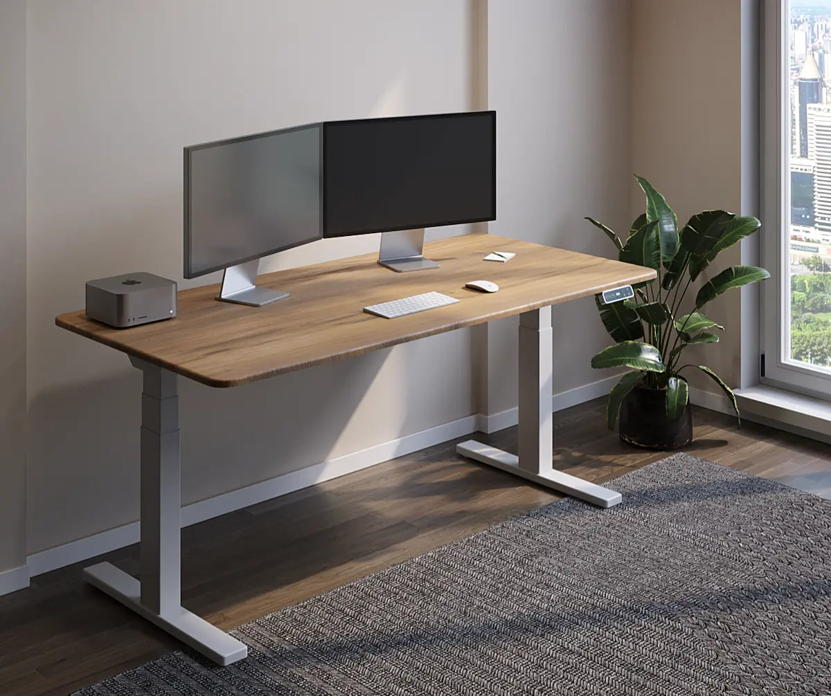 Стіл з регулюванням висоти BestFit Pro з білою рамою та стільницею з ДСП