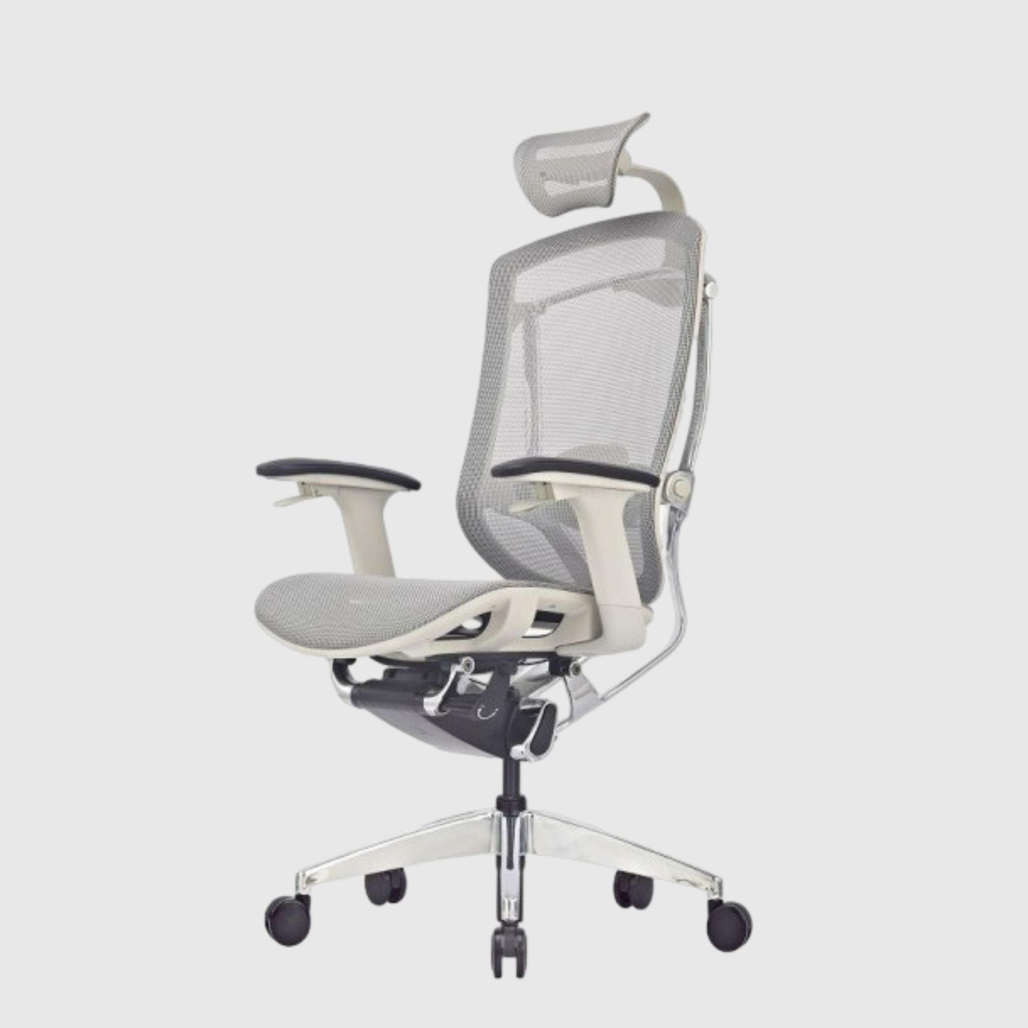 Ергономічне крісло GTCHAIR Marrit X з сітчастою спинкою та алюмінієвою основою  сірого кольору