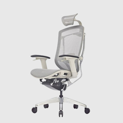Ергономічне крісло GTCHAIR Marrit X з сітчастою спинкою та алюмінієвою основою  сірого кольору