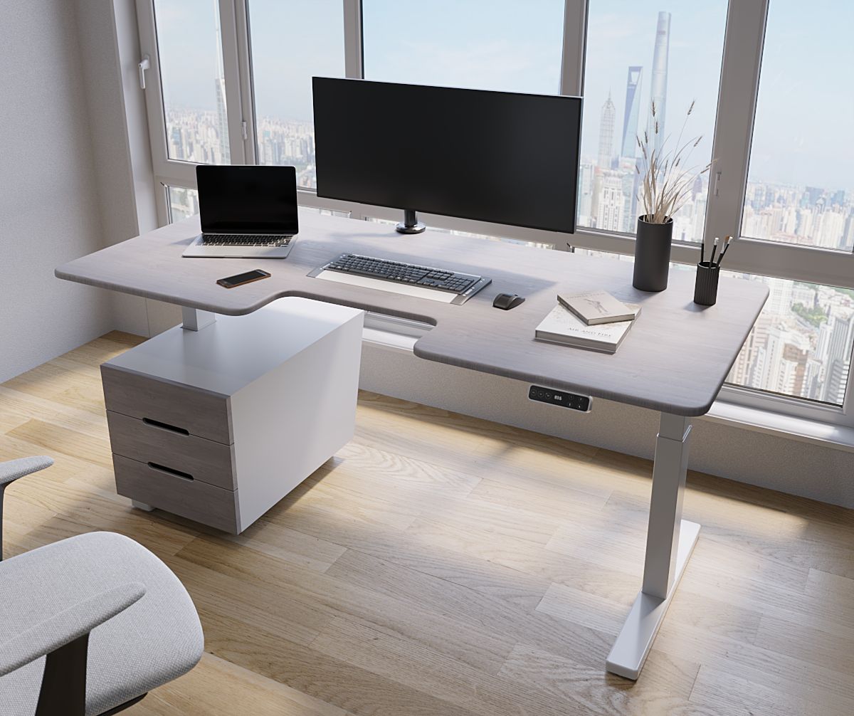 Стіл з електричним регулюванням висоти Bestfit Pro (2 мотори) з МДФ стільницею і підлоговою тумбою