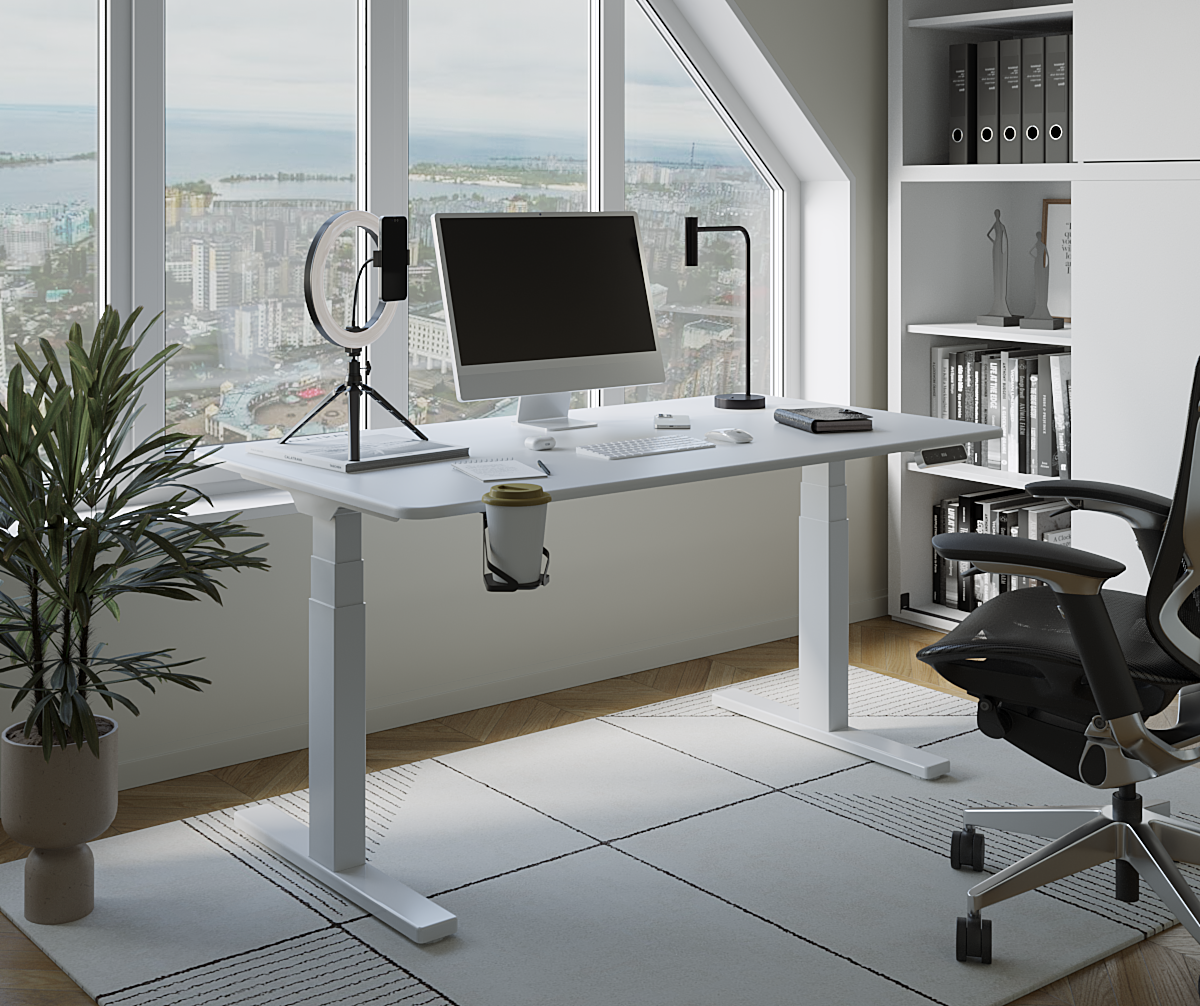 Стіл з електричним регулюванням висоти BestFit Pro з МДФ стільницею і підстаканником