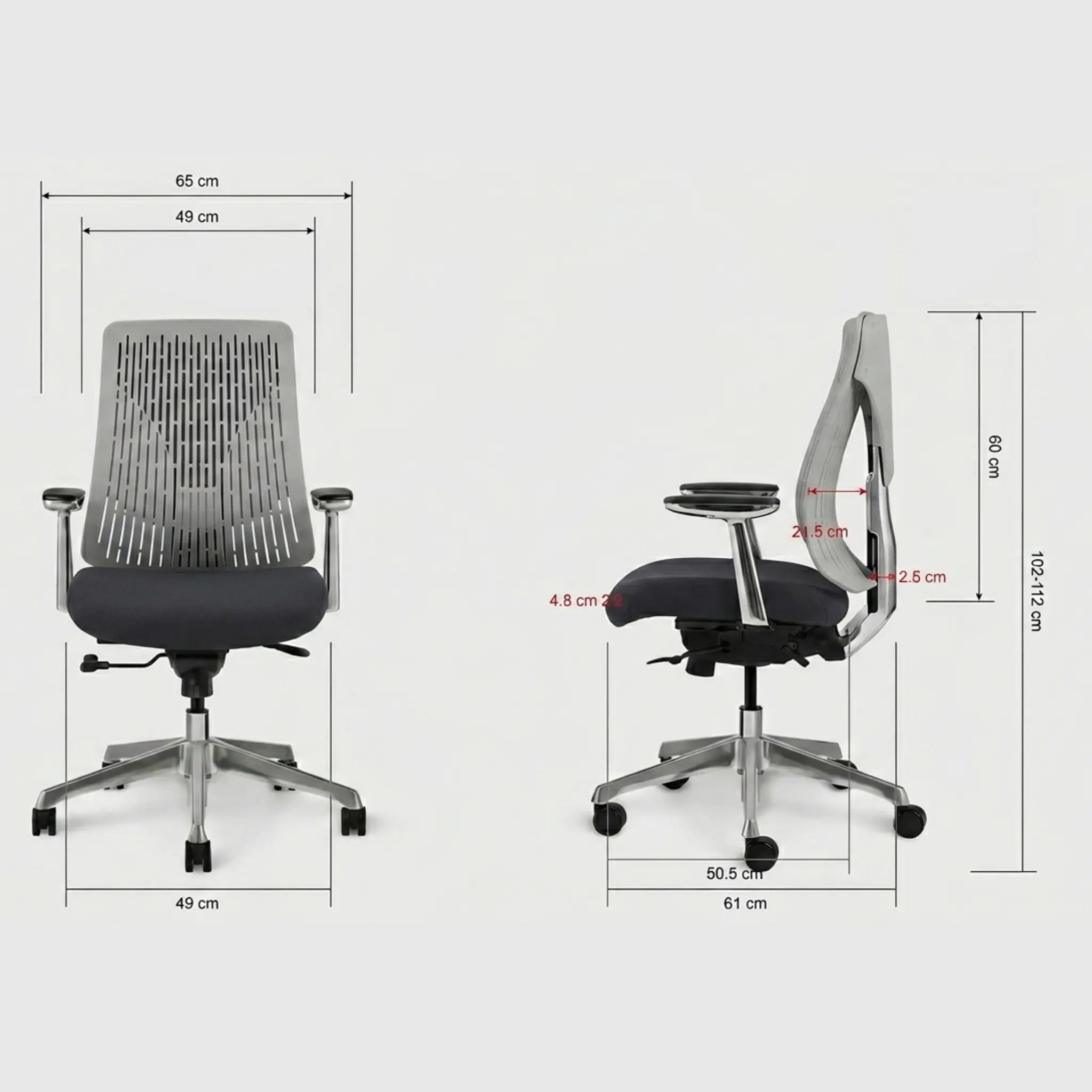 Ергономічне офісне крісло COMF-PRO TRULY GREY для високих людей з підголівником