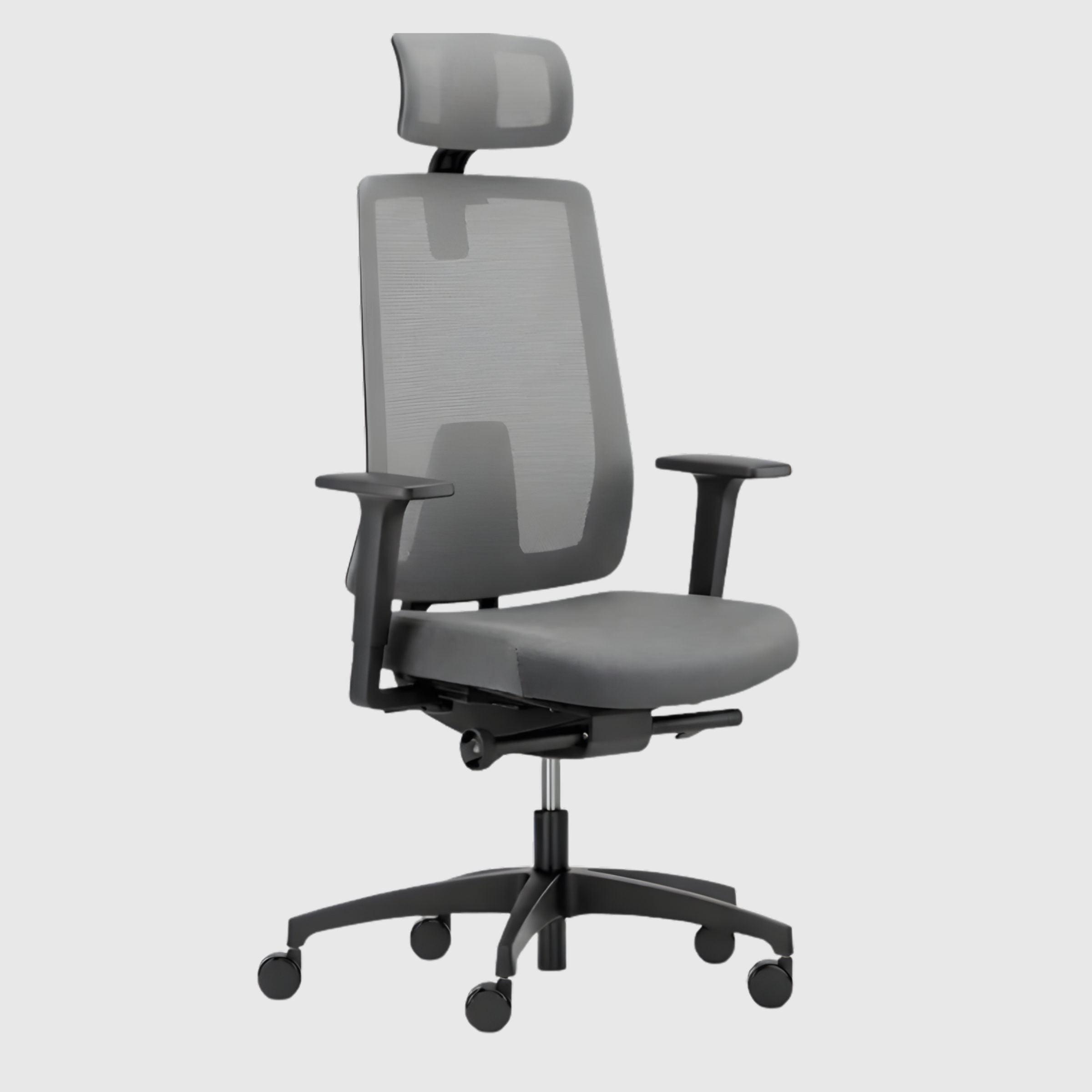 Ергономічне крісло DAUPHIN INDEED ID 7058 BLACK чорний корпус сіра сітка