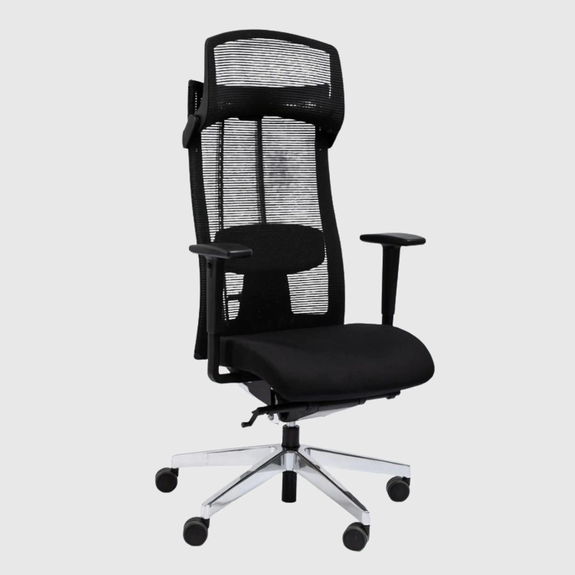 Ергономічне крісло PROFIM ACTION 115 SFL для високих користувачів — чорне офісне крісло з сітчастою спинкою, підголівником та повним регулюванням (до 150 кг, до 200 см)