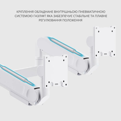 Кронштейн для двух моніторів з газліфтом — похило-поворотний для великих та UltraWide моніторів
