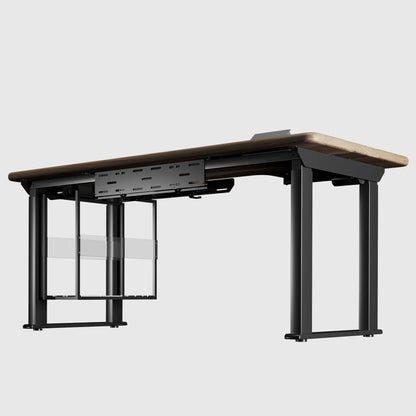 Стіл з регулюванням висоти LiteQuad з дерев’яною стільницею, розетками, полицею під ПК та бездротовою зарядкою