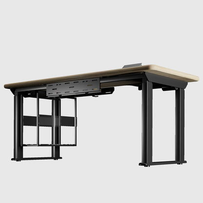 Стіл з регулюванням висоти LiteQuad з дерев’яною стільницею, розетками, полицею під ПК та бездротовою зарядкою