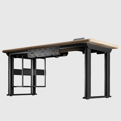 Стіл з регулюванням висоти LiteQuad з дерев’яною стільницею, розетками, полицею під ПК та бездротовою зарядкою