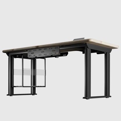 Стіл з регулюванням висоти LiteQuad з дерев’яною стільницею, розетками, полицею під ПК та бездротовою зарядкою