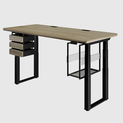 Ергономічний стіл LiteQuad з регулюванням висоти, дерев’яна стільниця 40 мм, модульні шухляди і полиця під ПК