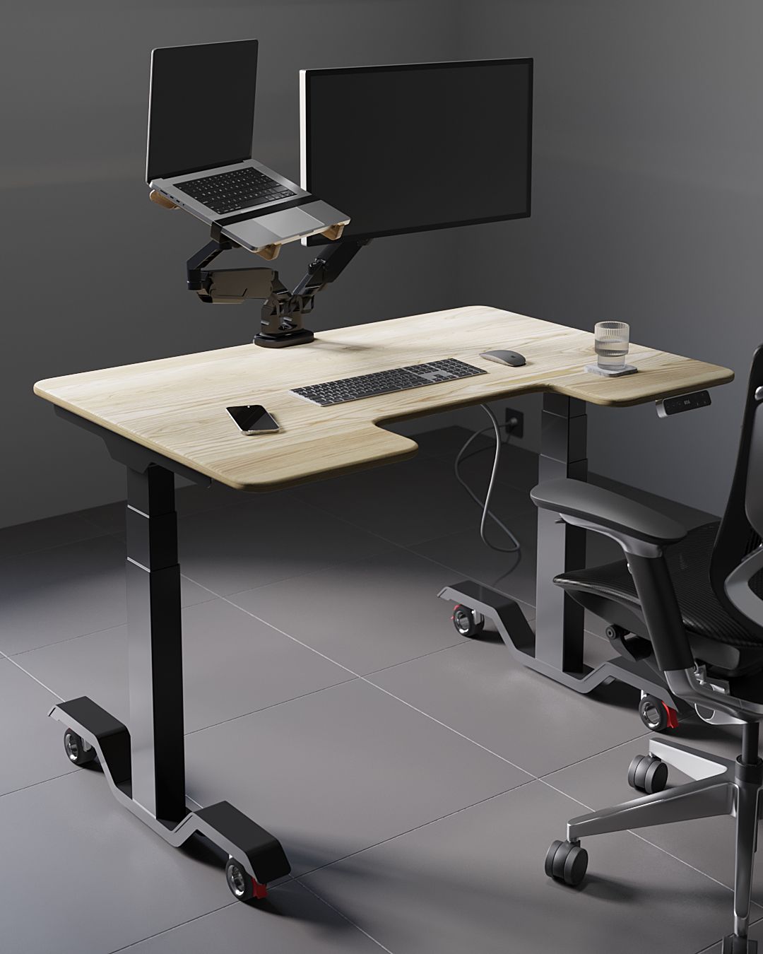 Стіл з регулюванням висоти BestFit Pro зі стільницею з натурального дерева 20 мм