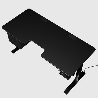 Найстійкіший стіл з регулюванням висоти Streamline з нижнім підключенням живлення та опціями тумб: підвісна або підлогова, чорна МДФ-стільниця